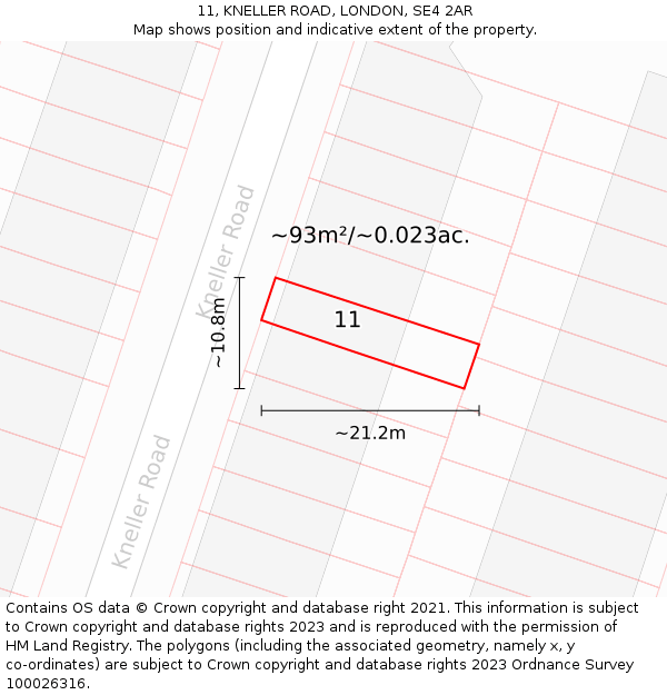 11, KNELLER ROAD, LONDON, SE4 2AR: Plot and title map