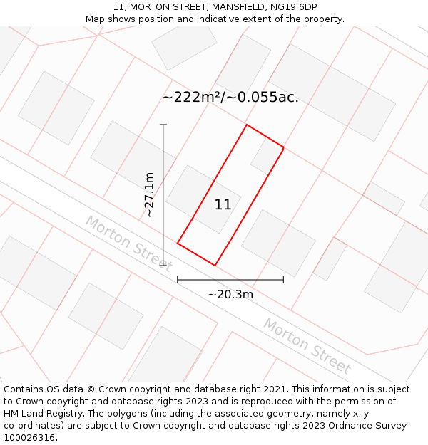 11, MORTON STREET, MANSFIELD, NG19 6DP: Plot and title map