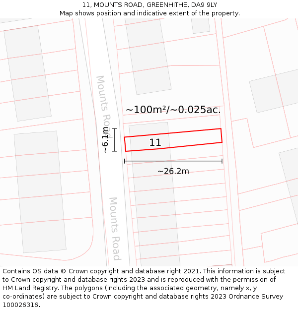 11, MOUNTS ROAD, GREENHITHE, DA9 9LY: Plot and title map