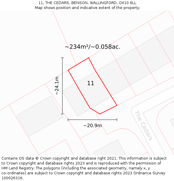 11, THE CEDARS, BENSON, WALLINGFORD, OX10 6LL: Plot and title map