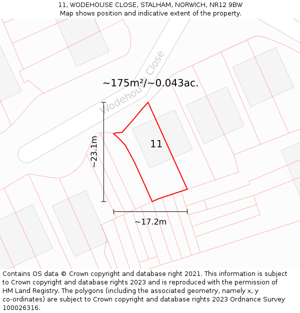 11, WODEHOUSE CLOSE, STALHAM, NORWICH, NR12 9BW: Plot and title map