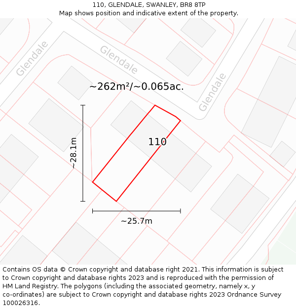 110, GLENDALE, SWANLEY, BR8 8TP: Plot and title map