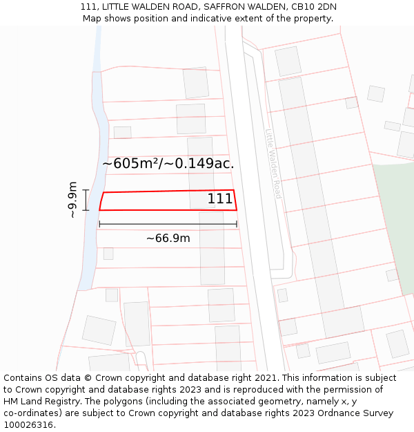 111, LITTLE WALDEN ROAD, SAFFRON WALDEN, CB10 2DN: Plot and title map