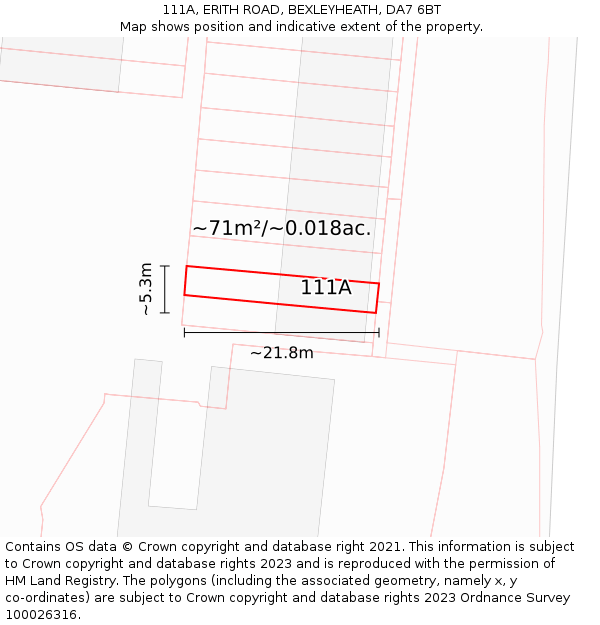 111A, ERITH ROAD, BEXLEYHEATH, DA7 6BT: Plot and title map