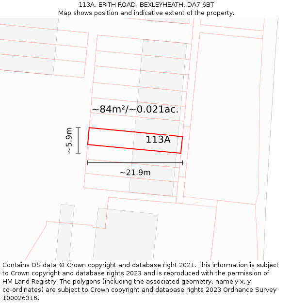 113A, ERITH ROAD, BEXLEYHEATH, DA7 6BT: Plot and title map