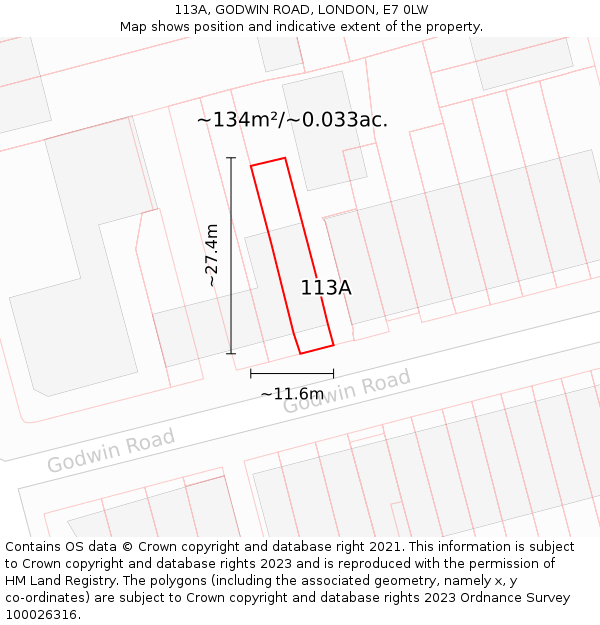 113A, GODWIN ROAD, LONDON, E7 0LW: Plot and title map