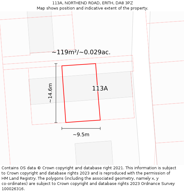 113A, NORTHEND ROAD, ERITH, DA8 3PZ: Plot and title map