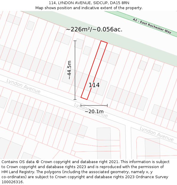 114, LYNDON AVENUE, SIDCUP, DA15 8RN: Plot and title map