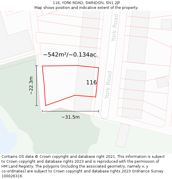 116, YORK ROAD, SWINDON, SN1 2JP: Plot and title map