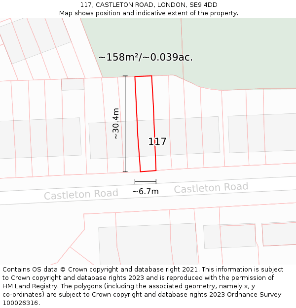 117, CASTLETON ROAD, LONDON, SE9 4DD: Plot and title map