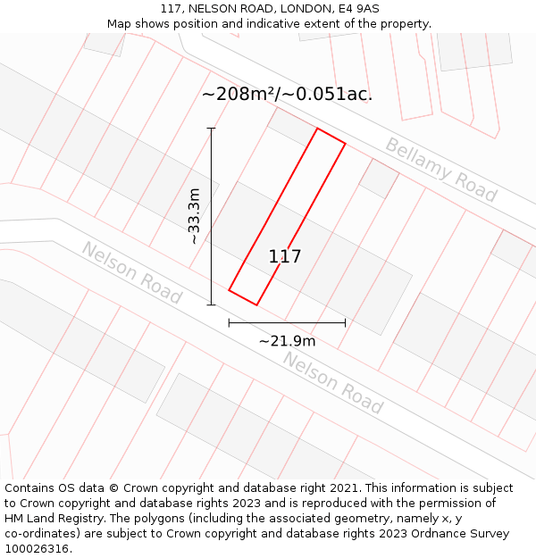 117, NELSON ROAD, LONDON, E4 9AS: Plot and title map