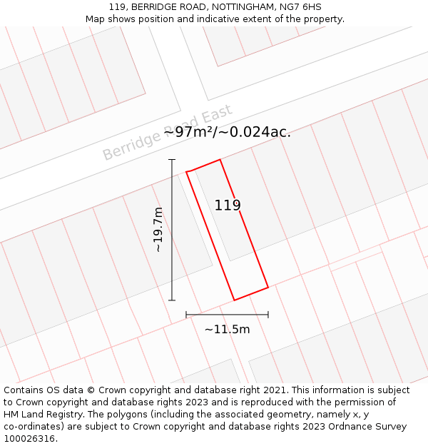 119, BERRIDGE ROAD, NOTTINGHAM, NG7 6HS: Plot and title map