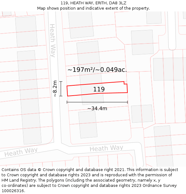 119, HEATH WAY, ERITH, DA8 3LZ: Plot and title map