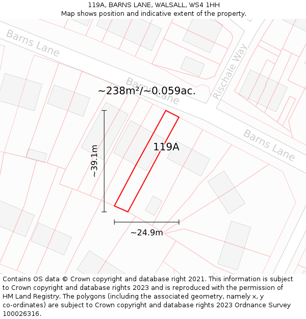 119A, BARNS LANE, WALSALL, WS4 1HH: Plot and title map