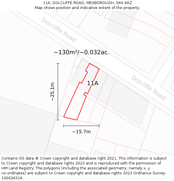 11A, DOLCLIFFE ROAD, MEXBOROUGH, S64 9AZ: Plot and title map