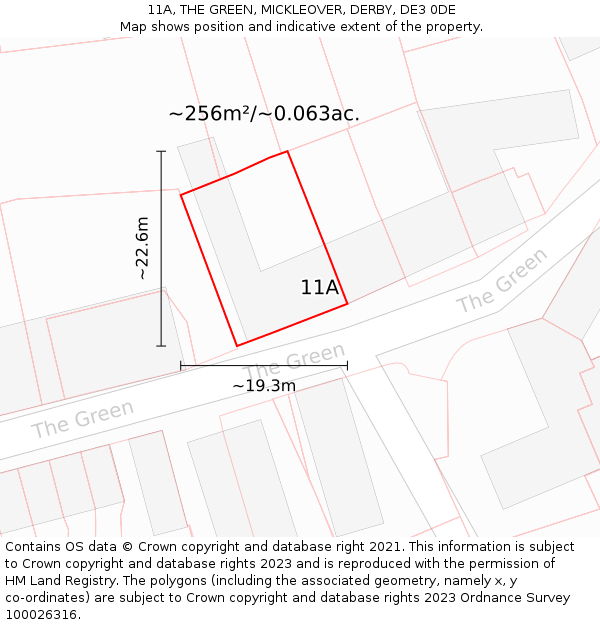 11A, THE GREEN, MICKLEOVER, DERBY, DE3 0DE: Plot and title map
