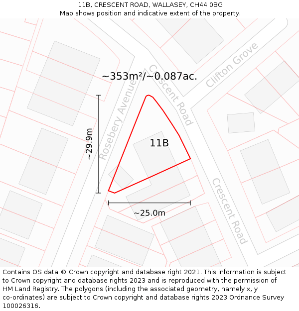 11B, CRESCENT ROAD, WALLASEY, CH44 0BG: Plot and title map