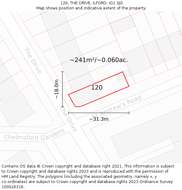 120, THE DRIVE, ILFORD, IG1 3JG: Plot and title map