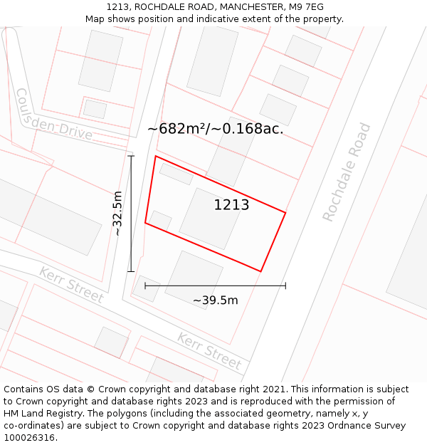 1213, ROCHDALE ROAD, MANCHESTER, M9 7EG: Plot and title map
