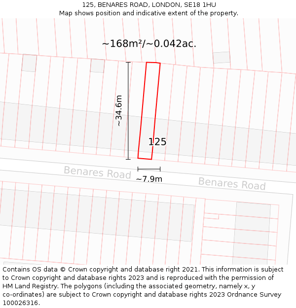 125, BENARES ROAD, LONDON, SE18 1HU: Plot and title map