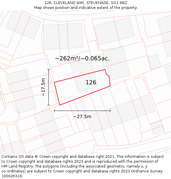 126, CLEVELAND WAY, STEVENAGE, SG1 6BZ: Plot and title map