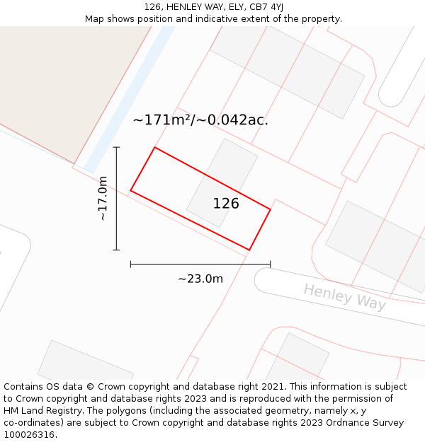 126, HENLEY WAY, ELY, CB7 4YJ: Plot and title map