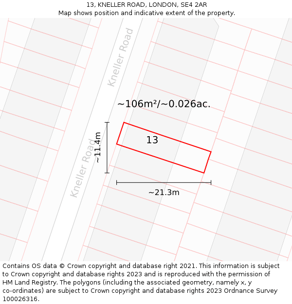 13, KNELLER ROAD, LONDON, SE4 2AR: Plot and title map