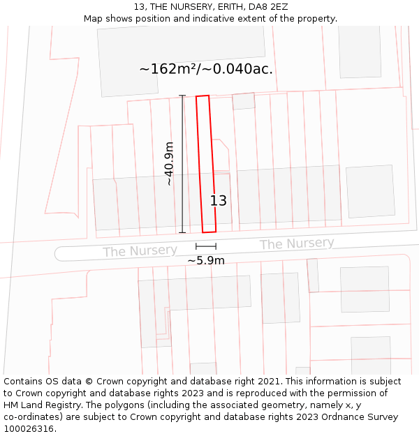13, THE NURSERY, ERITH, DA8 2EZ: Plot and title map