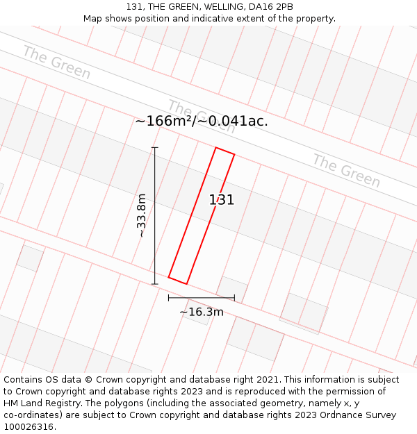131, THE GREEN, WELLING, DA16 2PB: Plot and title map