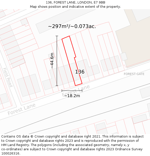 136, FOREST LANE, LONDON, E7 9BB: Plot and title map