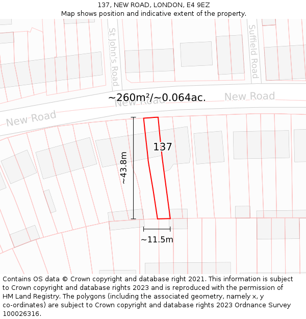 137, NEW ROAD, LONDON, E4 9EZ: Plot and title map