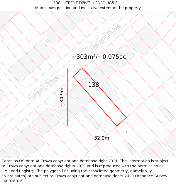 138, HERENT DRIVE, ILFORD, IG5 0HH: Plot and title map