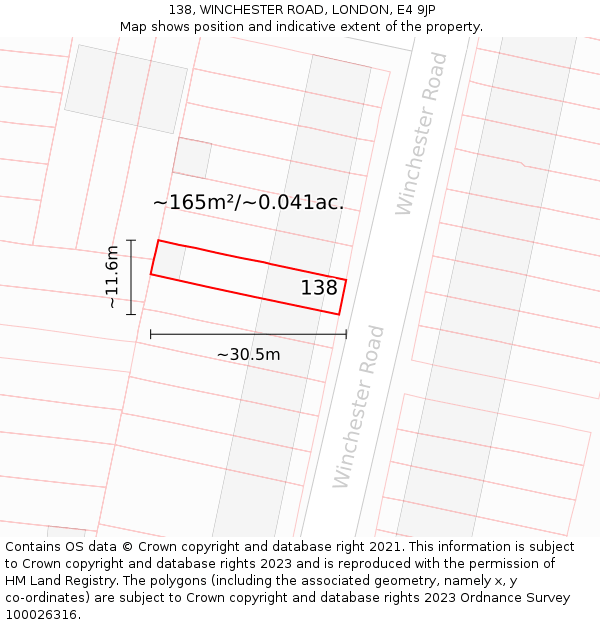138, WINCHESTER ROAD, LONDON, E4 9JP: Plot and title map