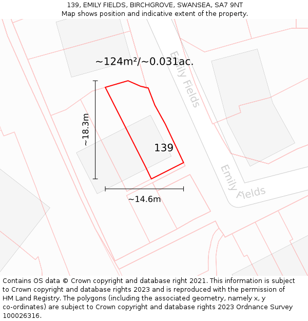 139, EMILY FIELDS, BIRCHGROVE, SWANSEA, SA7 9NT: Plot and title map