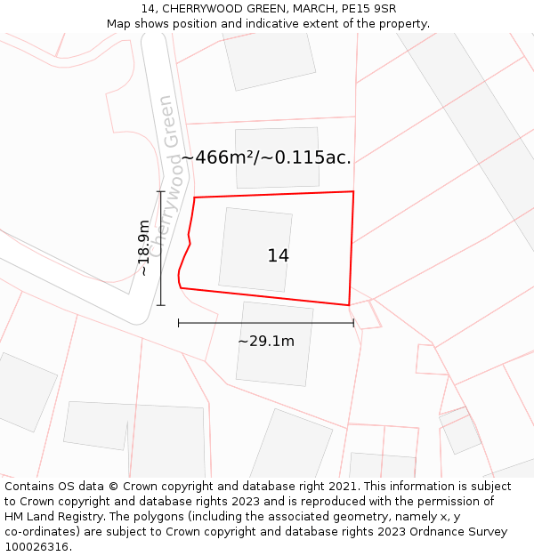 14, CHERRYWOOD GREEN, MARCH, PE15 9SR: Plot and title map