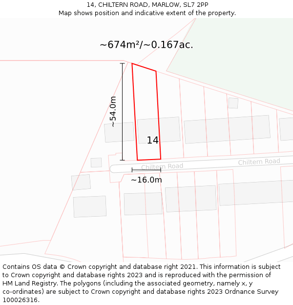 14, CHILTERN ROAD, MARLOW, SL7 2PP: Plot and title map