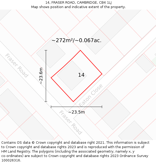 14, FRASER ROAD, CAMBRIDGE, CB4 1LJ: Plot and title map