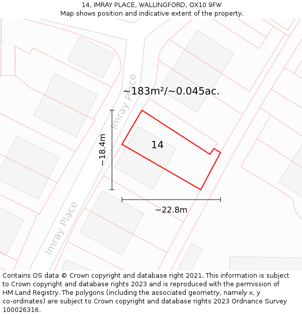 14, IMRAY PLACE, WALLINGFORD, OX10 9FW: Plot and title map