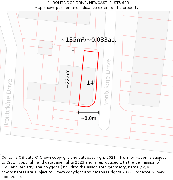 14, IRONBRIDGE DRIVE, NEWCASTLE, ST5 6ER: Plot and title map