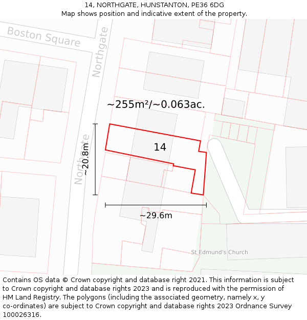 14, NORTHGATE, HUNSTANTON, PE36 6DG: Plot and title map