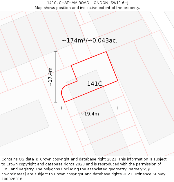 141C, CHATHAM ROAD, LONDON, SW11 6HJ: Plot and title map