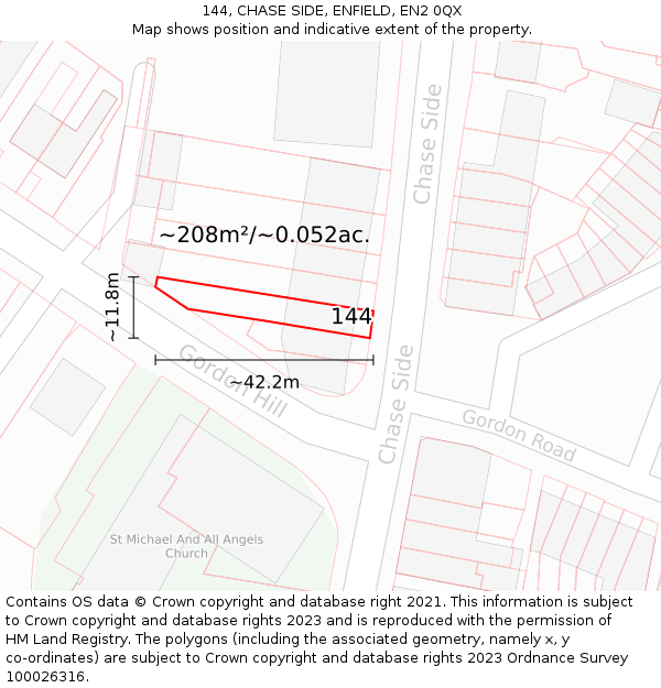 144, CHASE SIDE, ENFIELD, EN2 0QX: Plot and title map