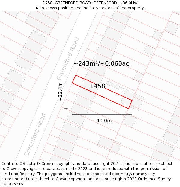 1458, GREENFORD ROAD, GREENFORD, UB6 0HW: Plot and title map