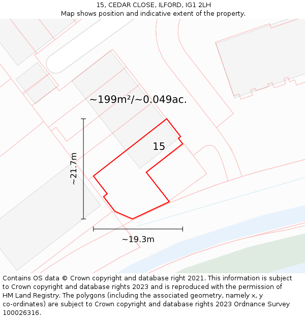 15, CEDAR CLOSE, ILFORD, IG1 2LH: Plot and title map