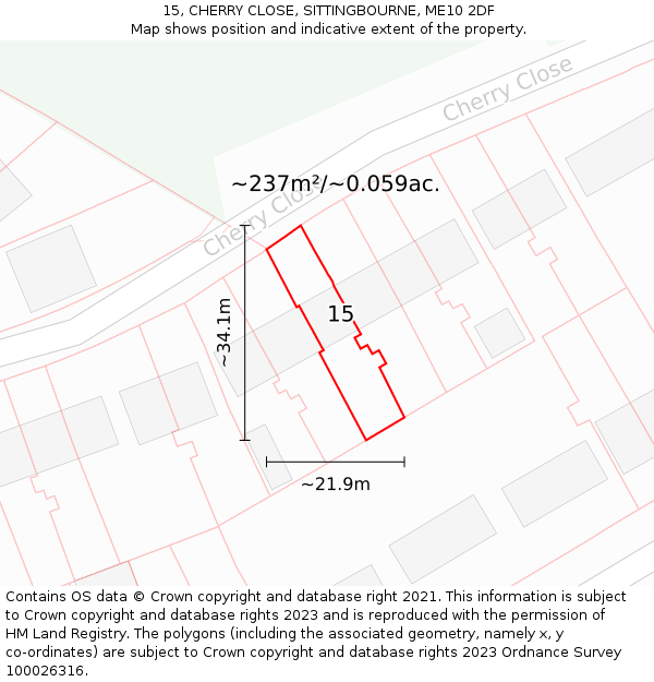 15, CHERRY CLOSE, SITTINGBOURNE, ME10 2DF: Plot and title map