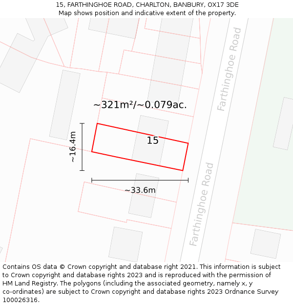 15, FARTHINGHOE ROAD, CHARLTON, BANBURY, OX17 3DE: Plot and title map