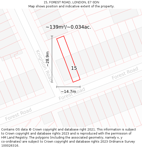 15, FOREST ROAD, LONDON, E7 0DN: Plot and title map