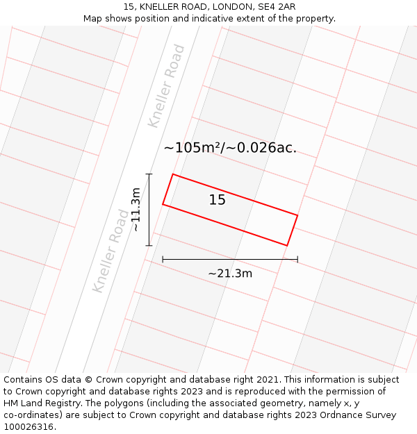 15, KNELLER ROAD, LONDON, SE4 2AR: Plot and title map