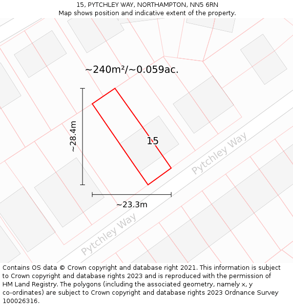 15, PYTCHLEY WAY, NORTHAMPTON, NN5 6RN: Plot and title map