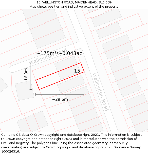 15, WELLINGTON ROAD, MAIDENHEAD, SL6 6DH: Plot and title map